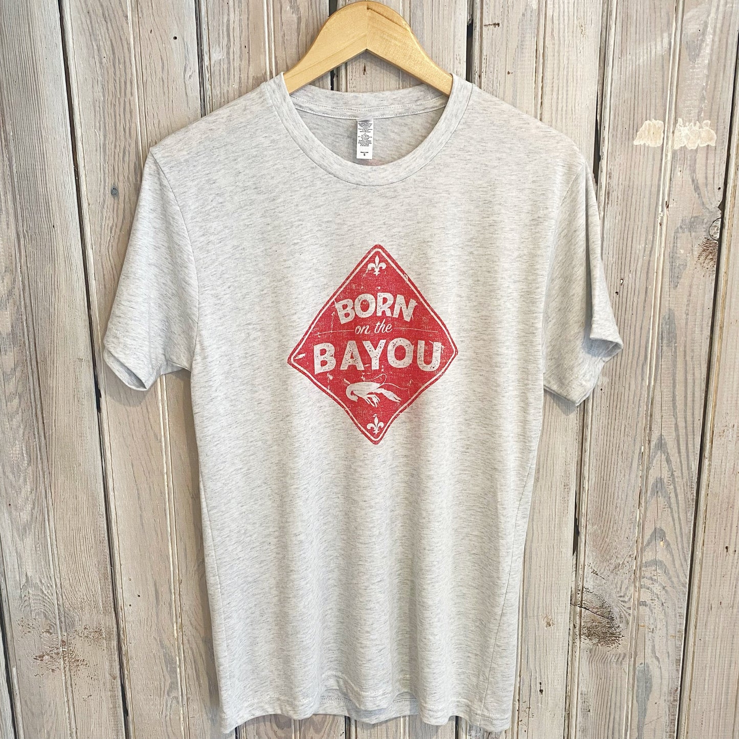 Born On The Bayou Unisex Tee-heather white