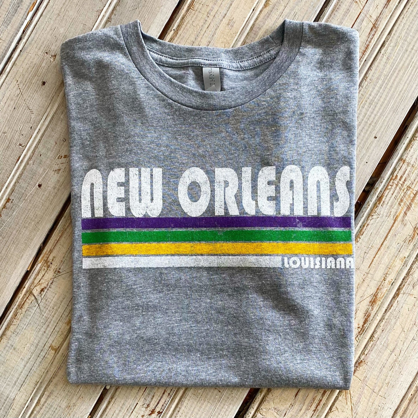 Mardi Gras NO Stripe Tee-grey