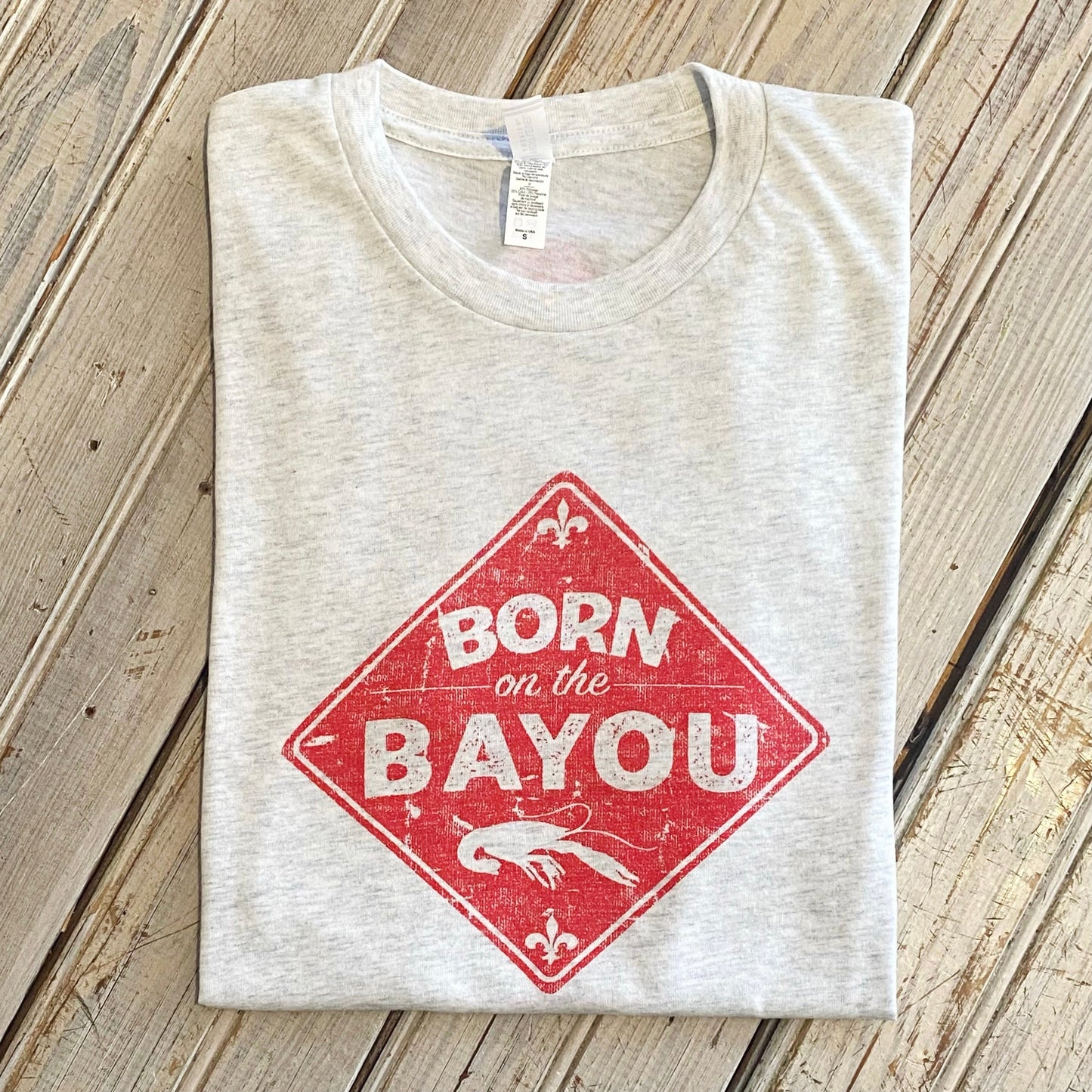 Born On The Bayou Unisex Tee-heather white