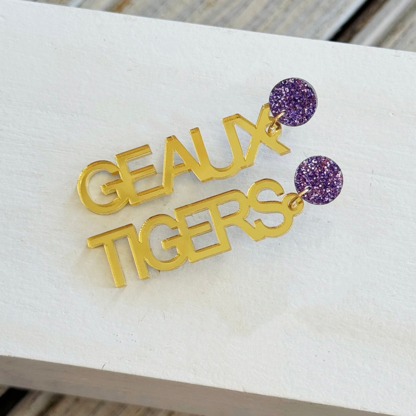 Geaux Tigers Acrylic Earrings