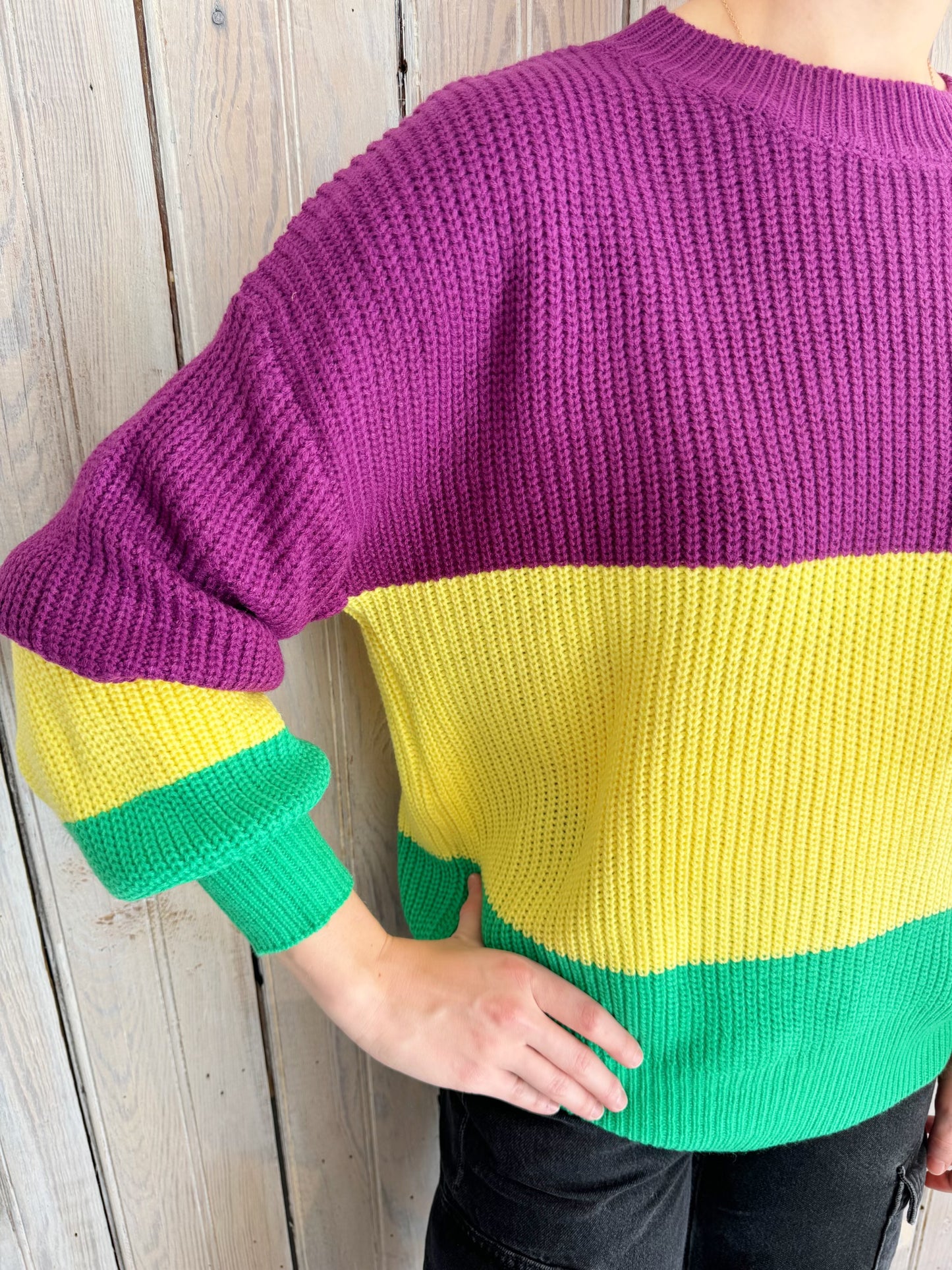 Nolaverse Mardi Gras Colorblock Sweater