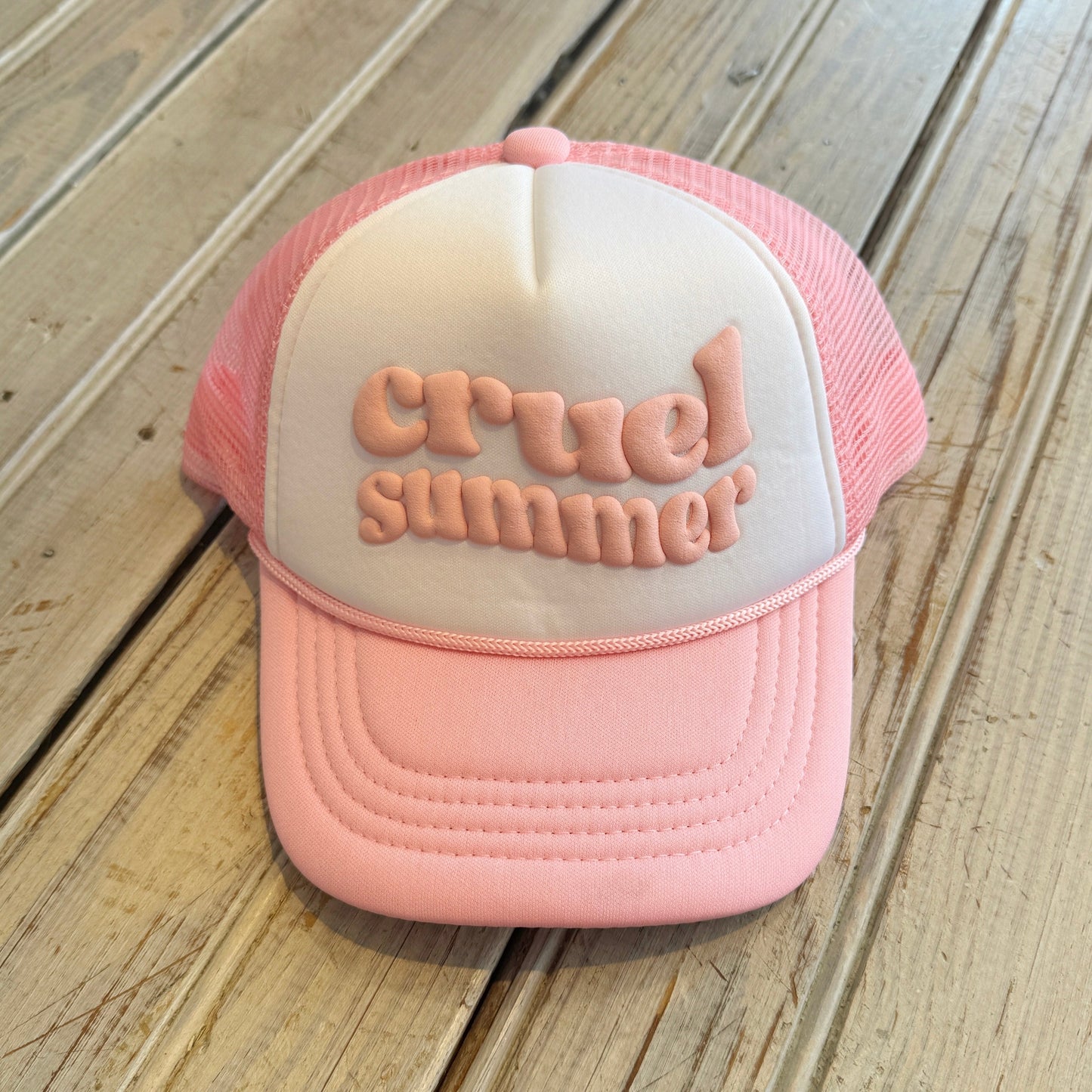 Kids Puff Cruel Summer Hat-pink/white