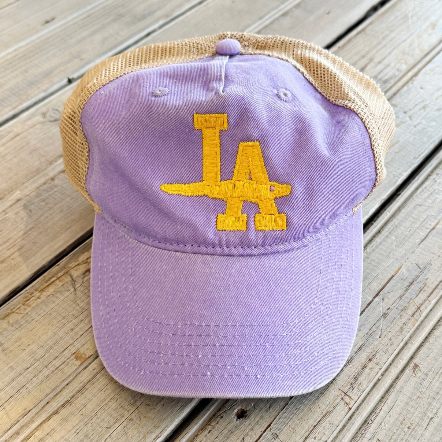 LA Gator Mesh Back Hat-lavender/yellow