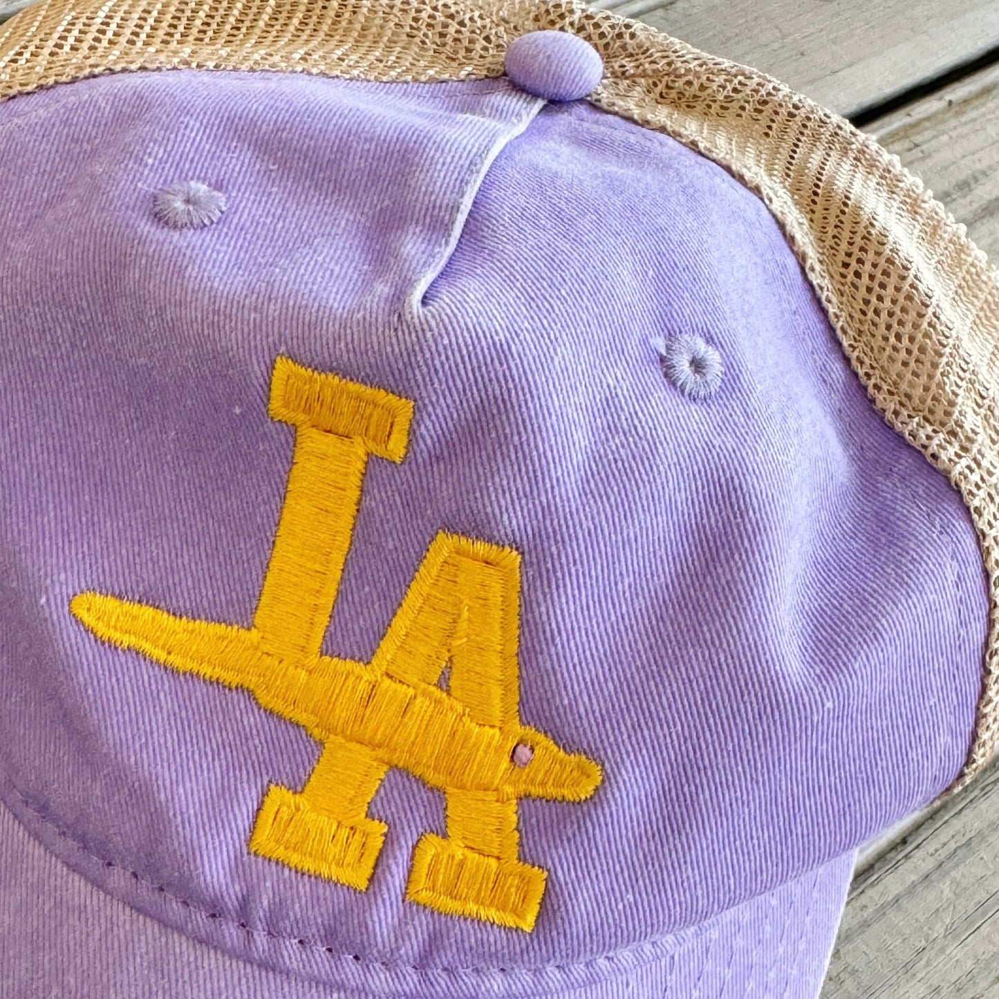 LA Gator Mesh Back Hat-lavender/yellow