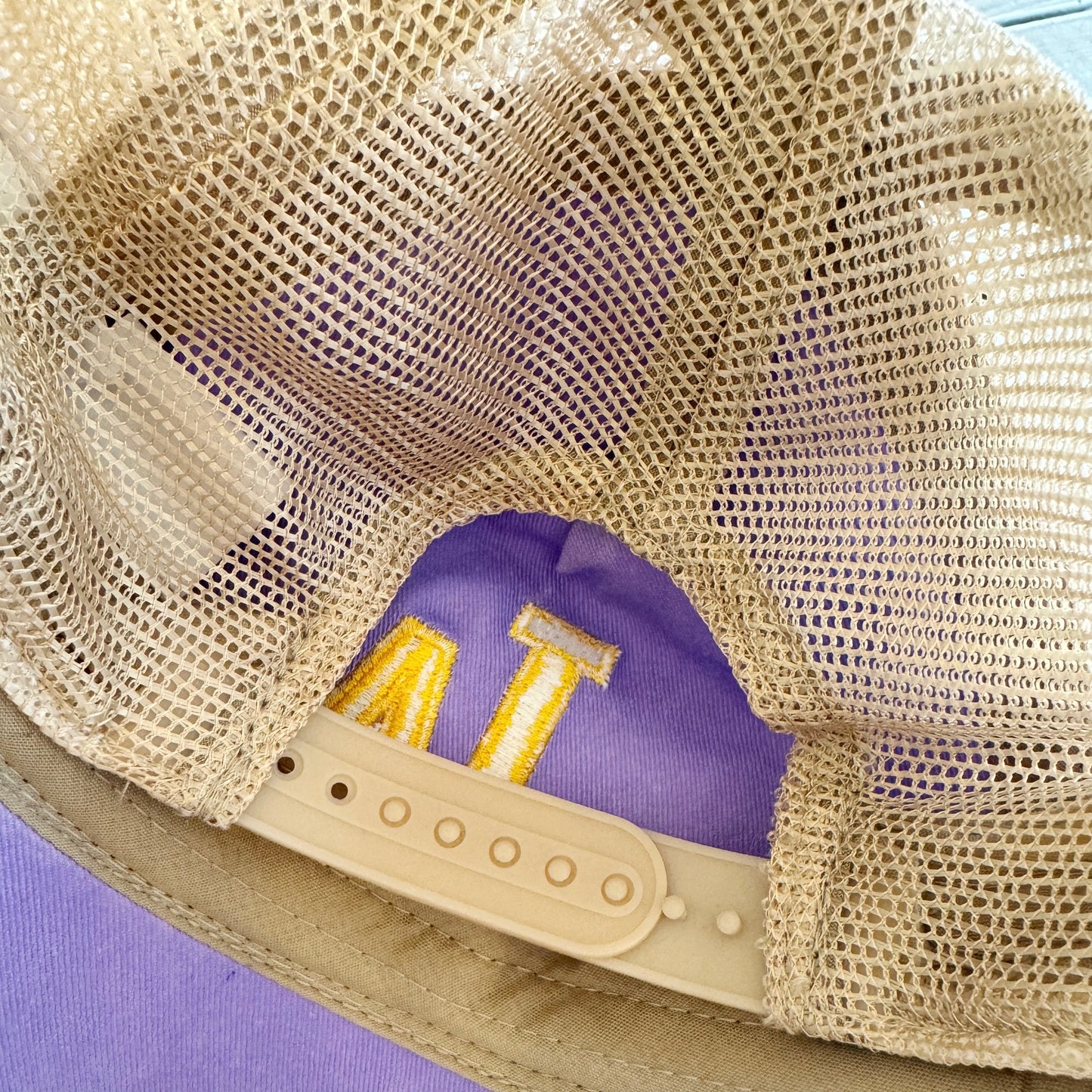 LA Gator Mesh Back Hat-lavender/yellow