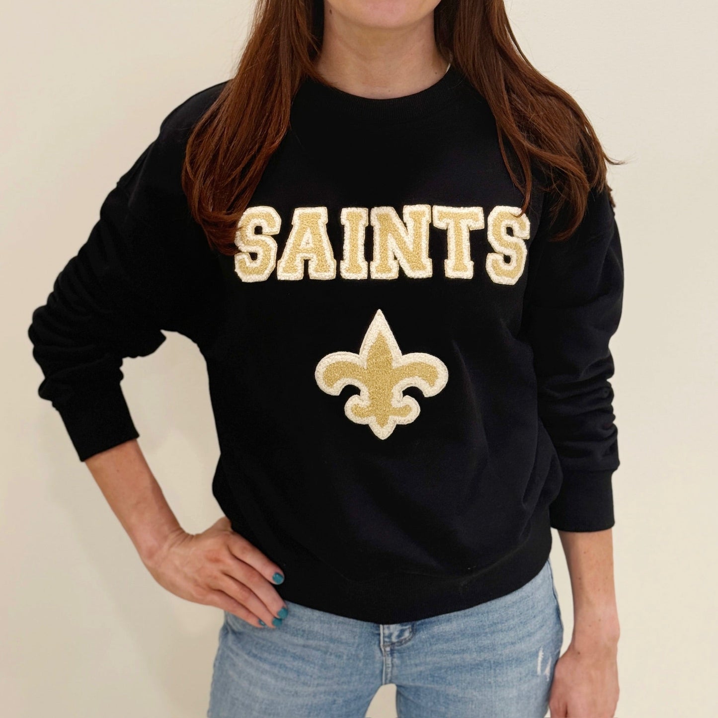 Nolaverse Saints Chenille Sweatshirt-black