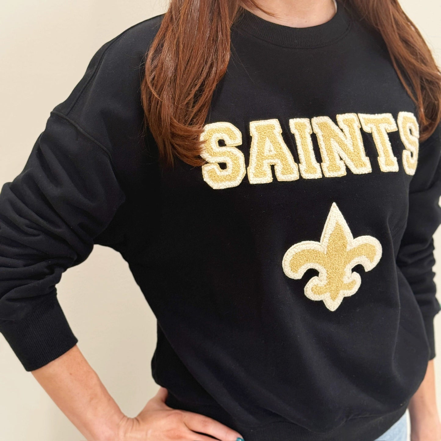 Nolaverse Saints Chenille Sweatshirt-black