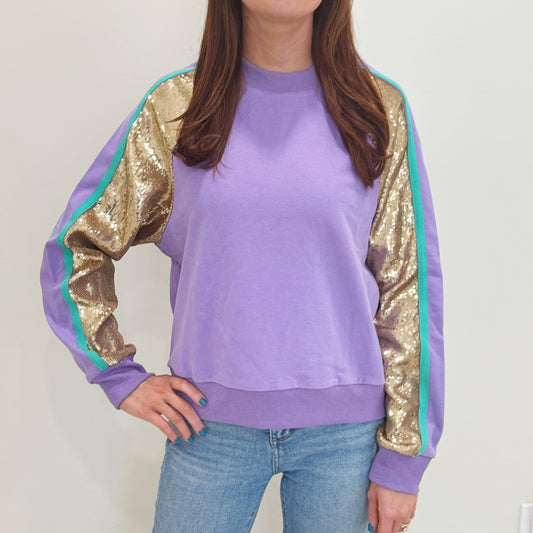 Lavender Sweatshirt with Gold Sequins