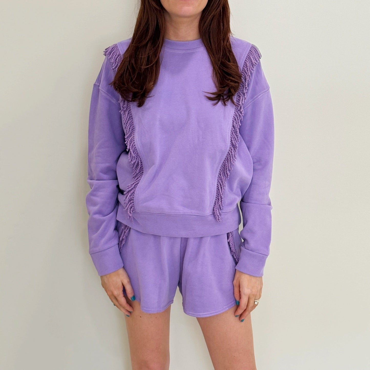 Nolaverse Purple All-Over Fringe Sweatshirt