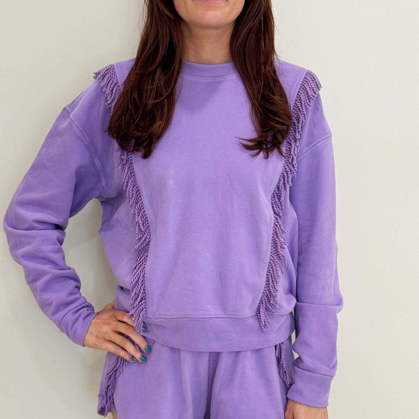 Nolaverse Purple All-Over Fringe Sweatshirt