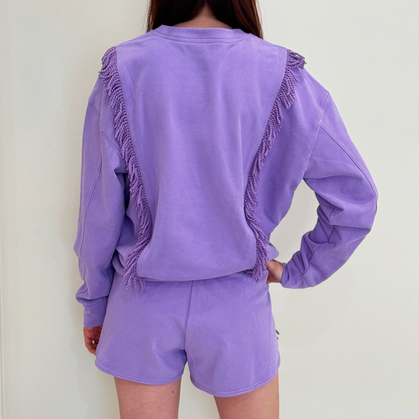 Nolaverse Purple All-Over Fringe Sweatshirt