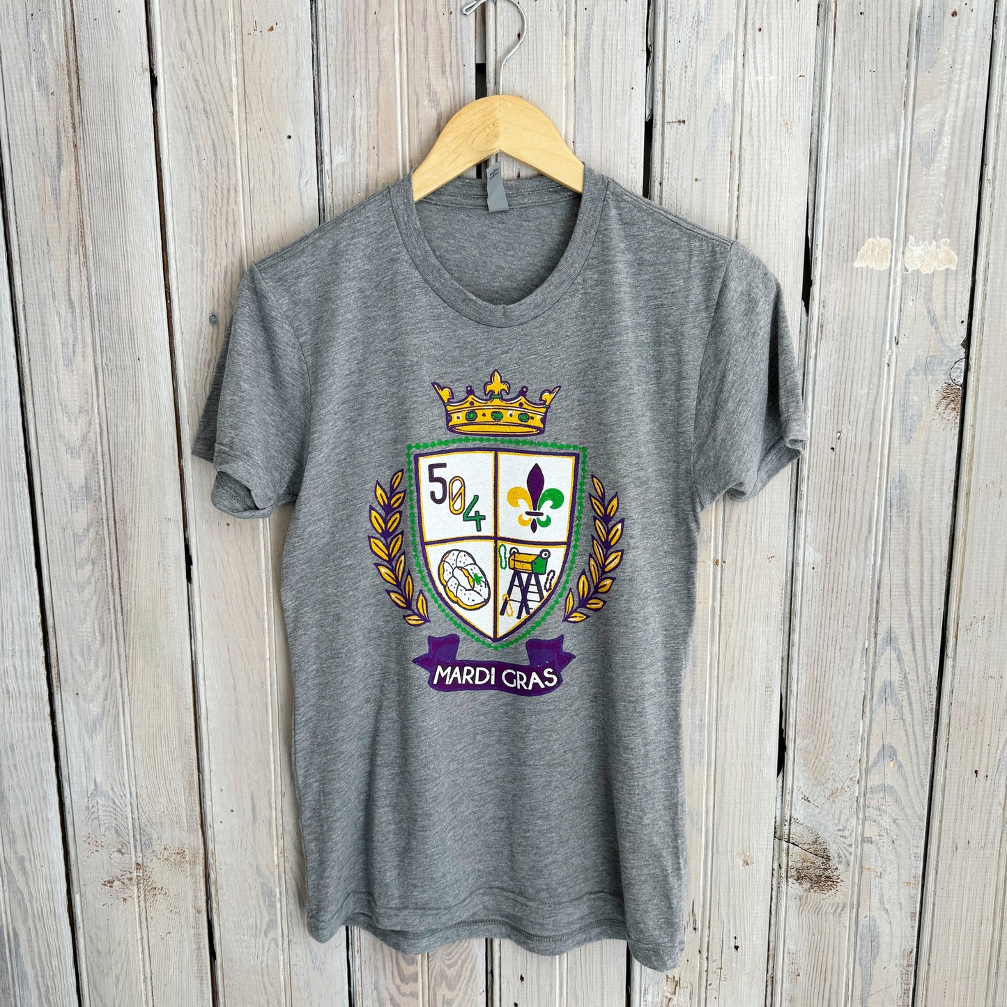 Mardi Gras Crest Unisex Tee-heather grey