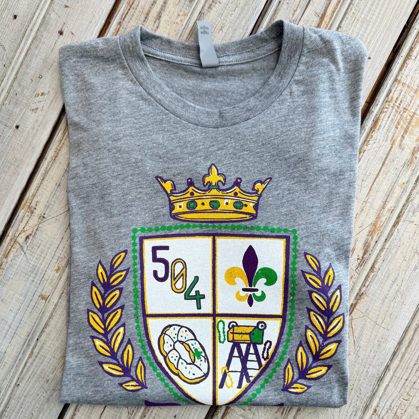 Mardi Gras Crest Unisex Tee-heather grey