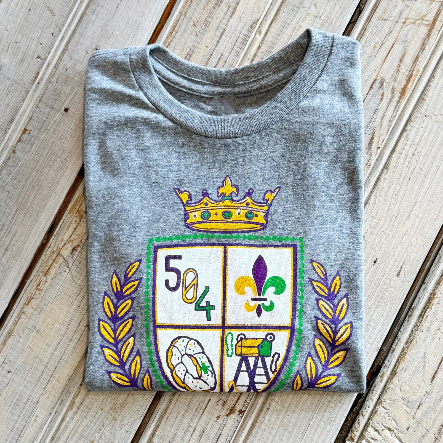 Mardi Crest Kids Tee-heather grey