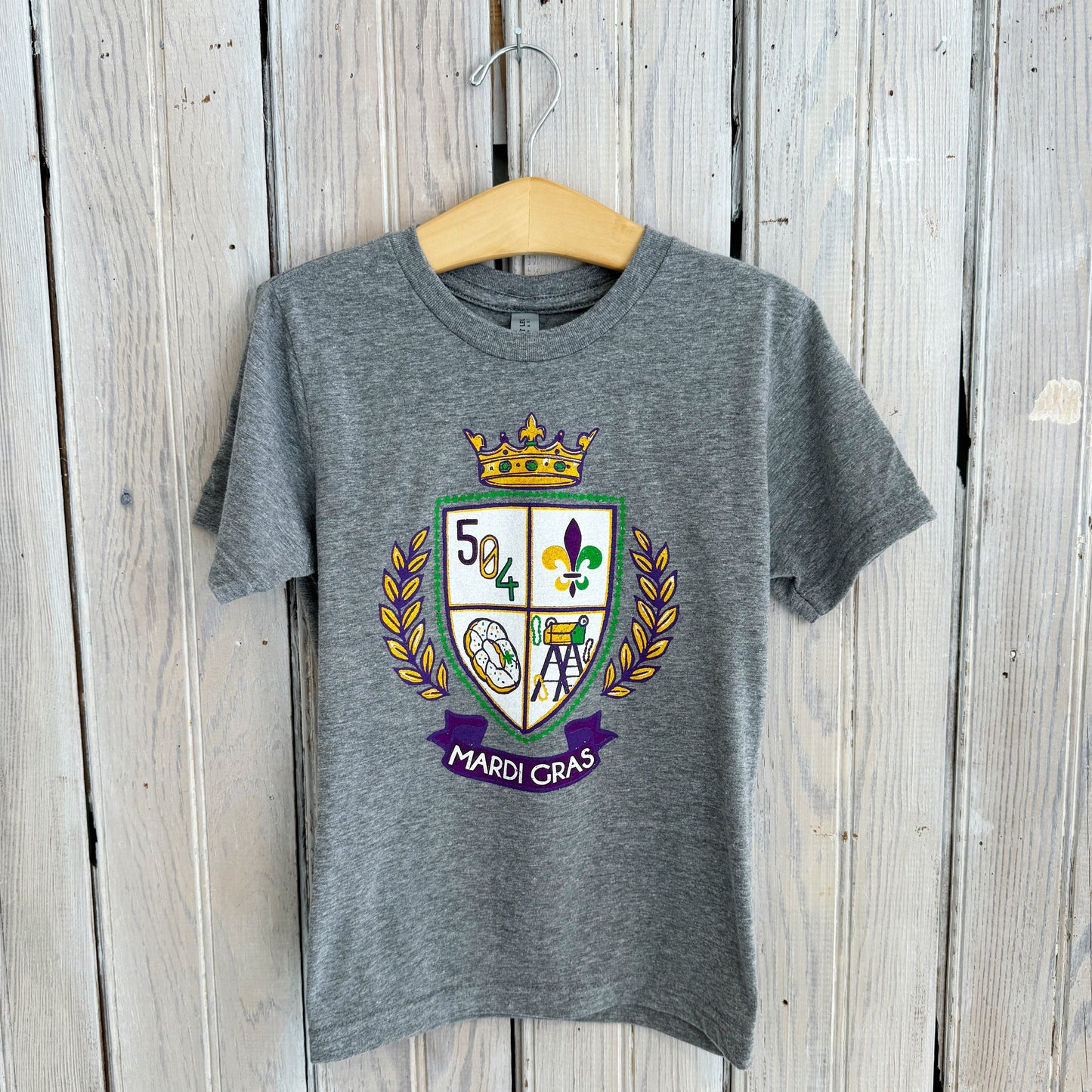 Mardi Crest Kids Tee-heather grey