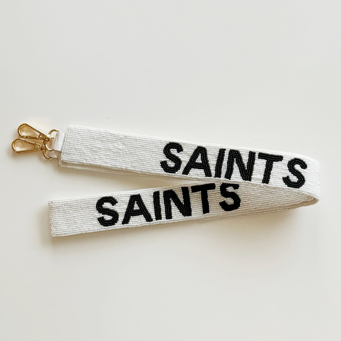 Saints Beaded Strap-white/gold/black