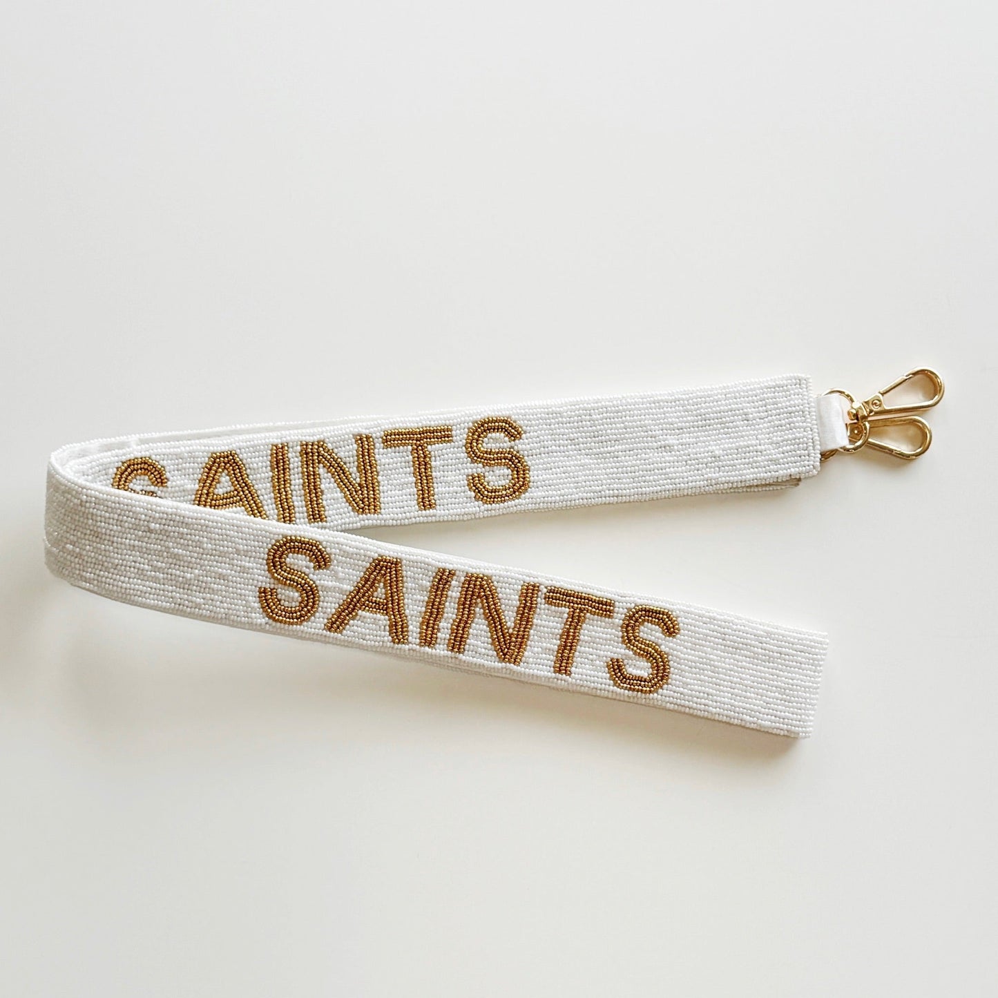 Saints Beaded Strap-white/gold/black