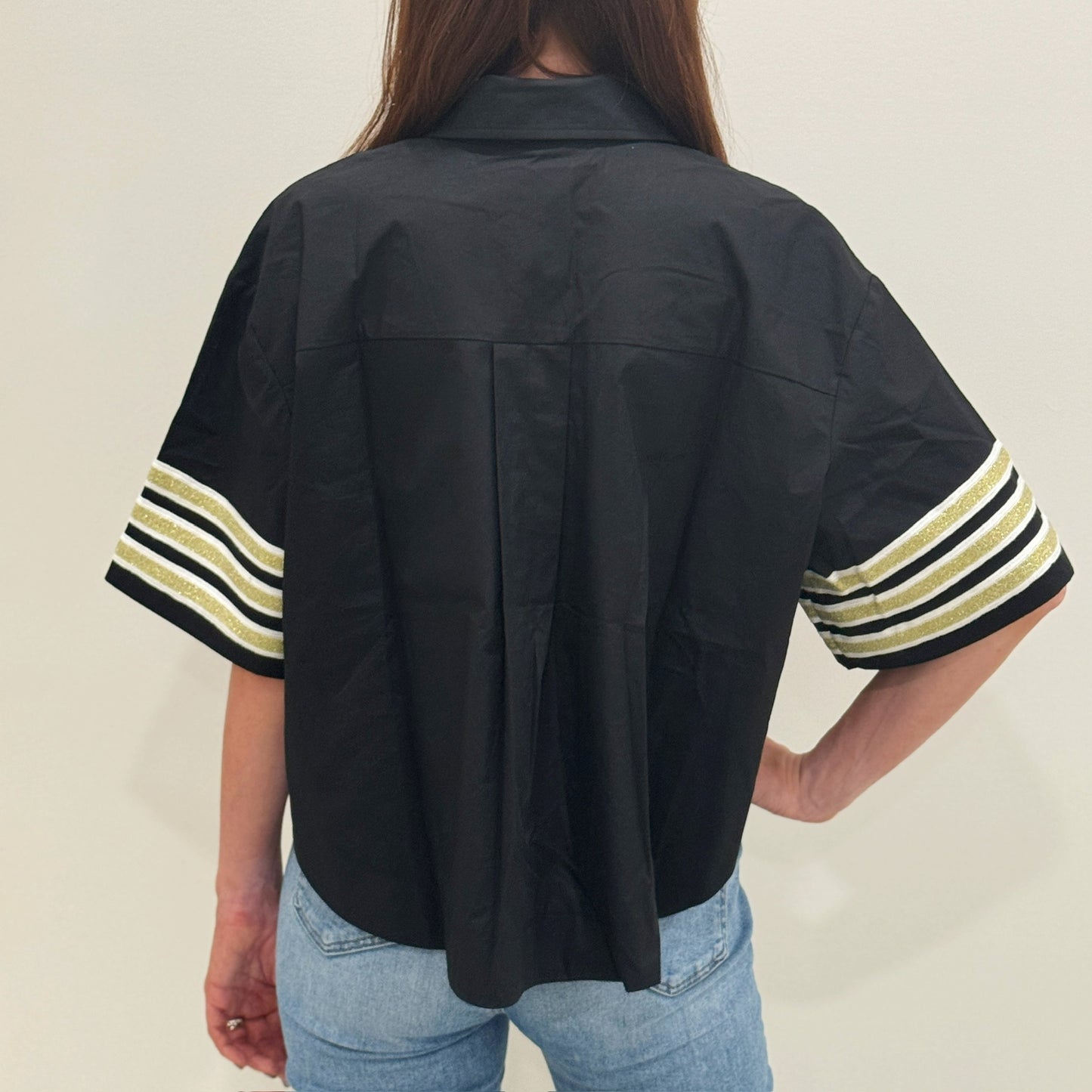 Nolaverse Stripe Sleeve Poplin-black & gold