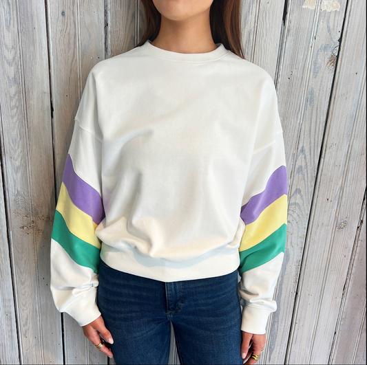 Nolaverse MG Pastel Stripe Sweatshirt-ivory