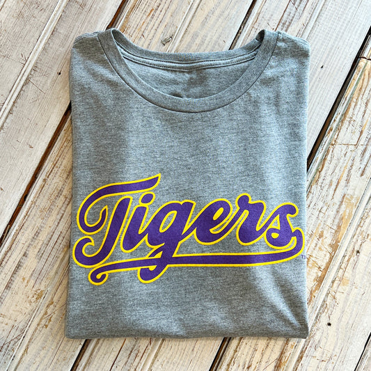 LSU Tigers Script Womens Crew-grey