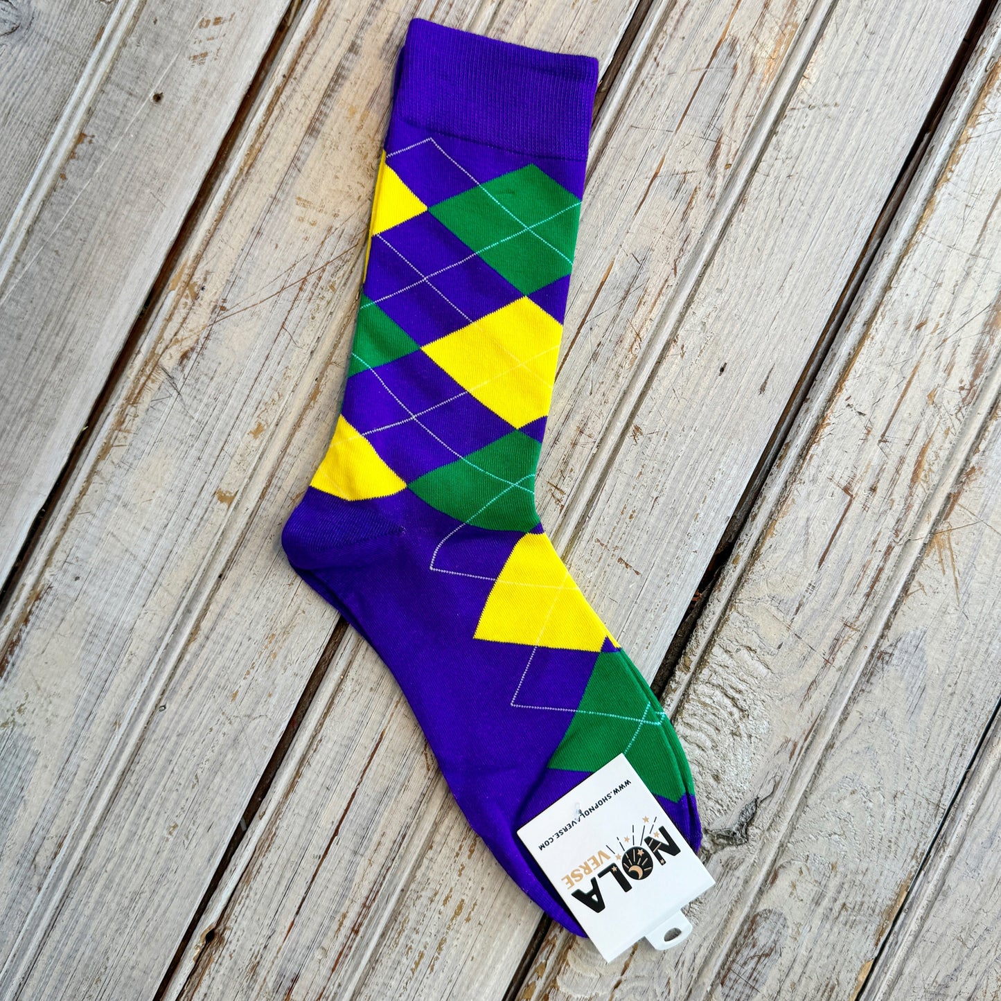 Nolaverse Argyle Mardi Gras Sock