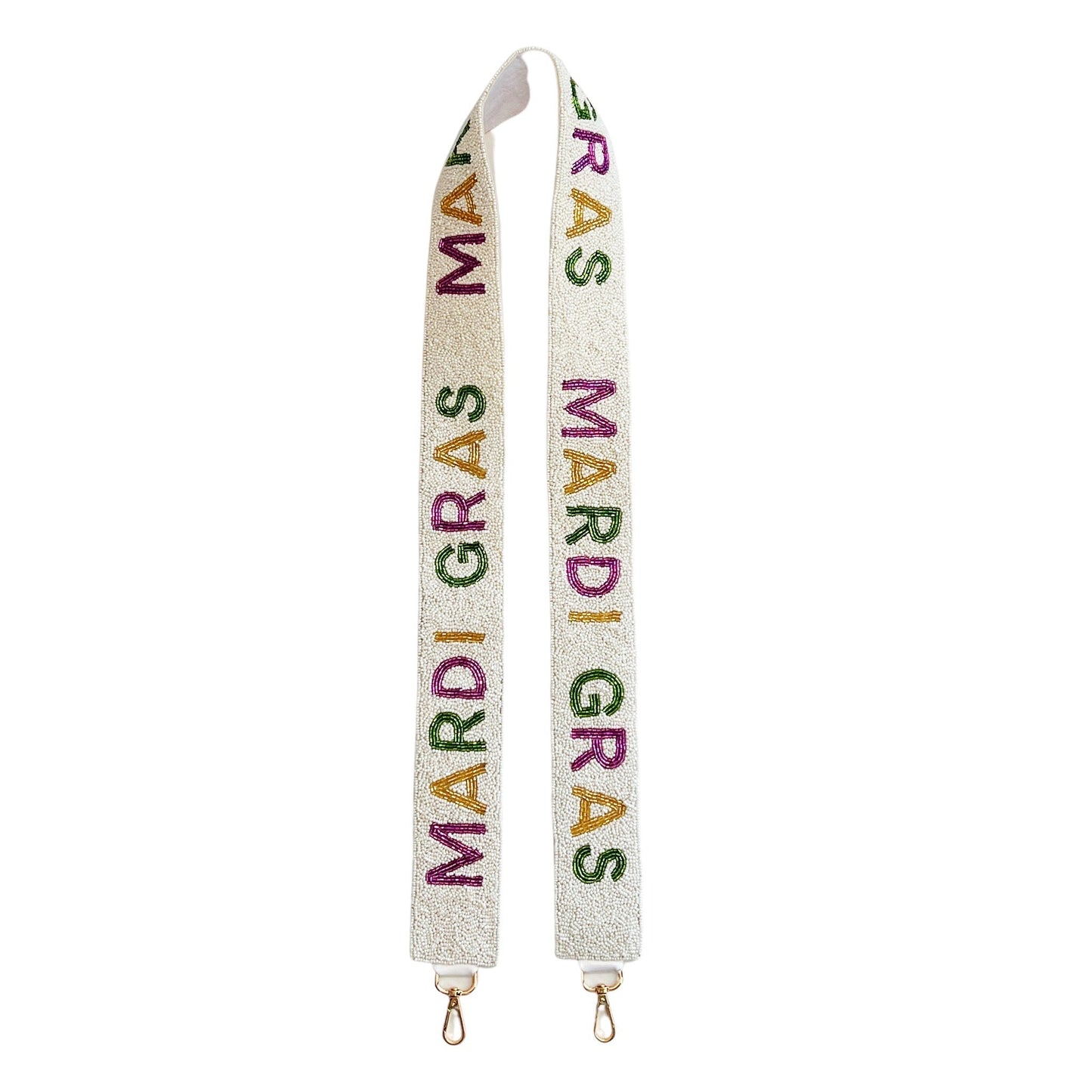 MARDI GRAS Beaded Strap-white