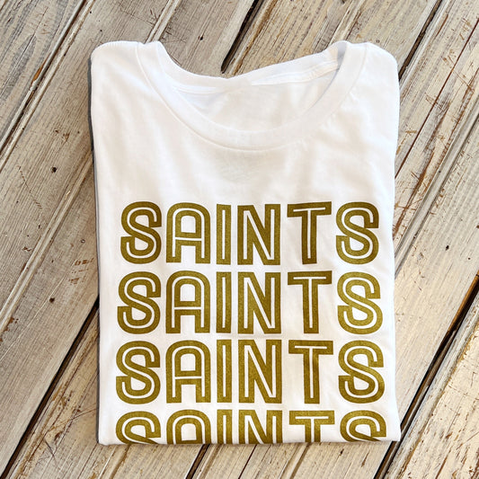 Saints x 5 W's C-Neck Tee-white