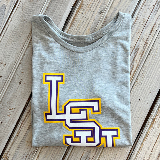 LSU Stacked Logo Crop-hea grey