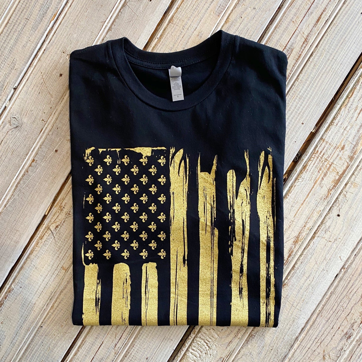 Saints Flag Tee-Black