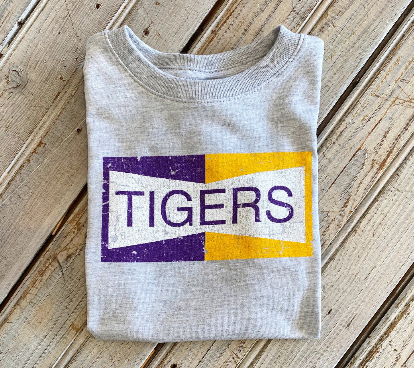 Two Tone Tigers Kids Tee- heather grey