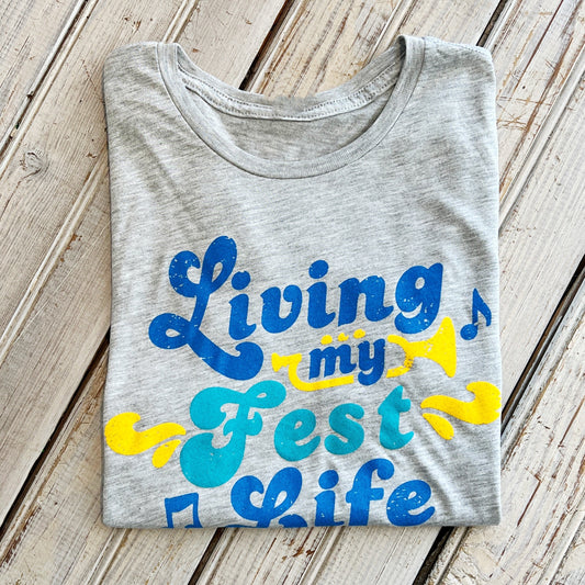 Living My Fest Life Crop Top-grey