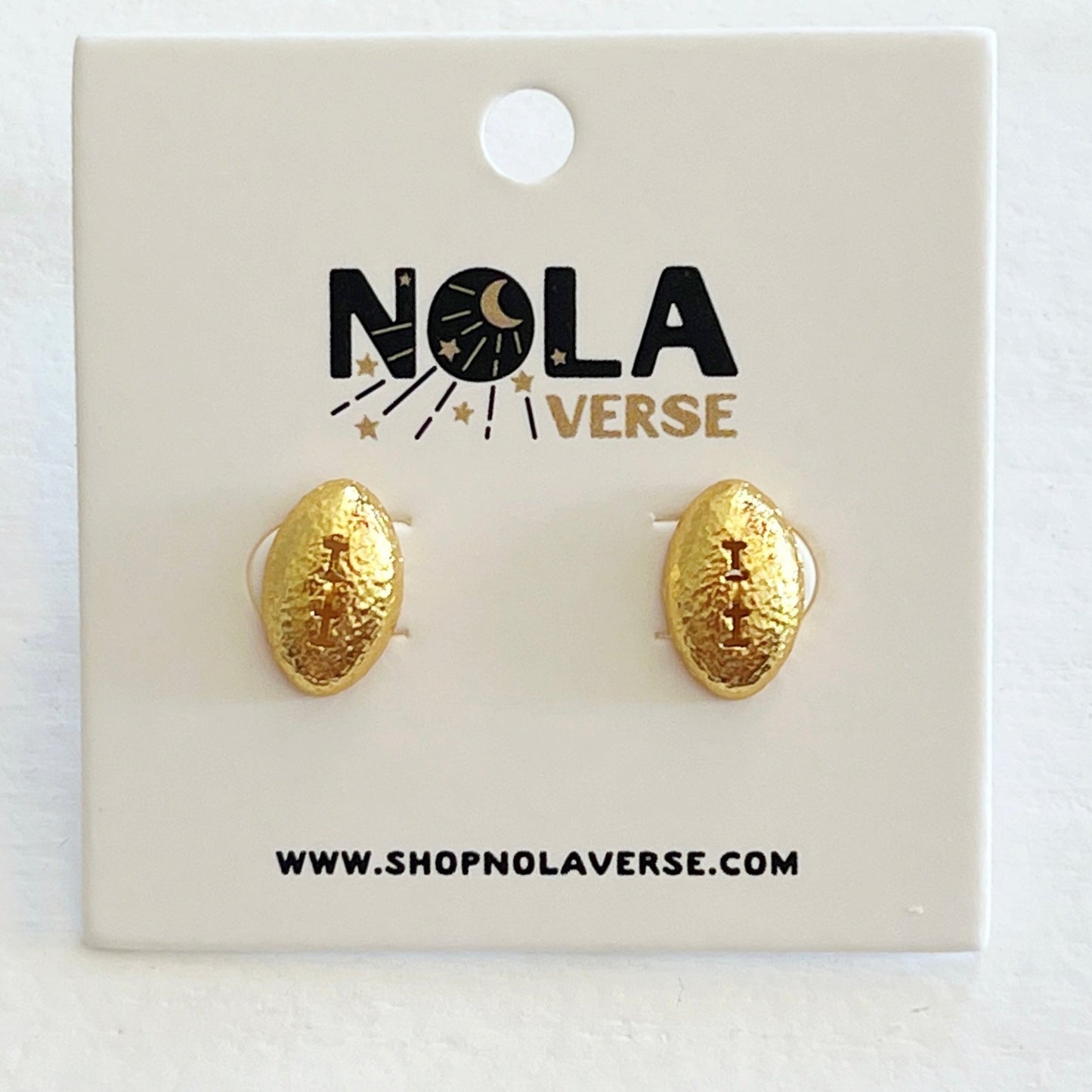 Nolaverse Football Stud Earring-gold