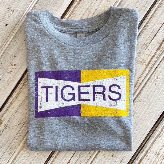 Two Tone Tigers Kids Tee- heather grey