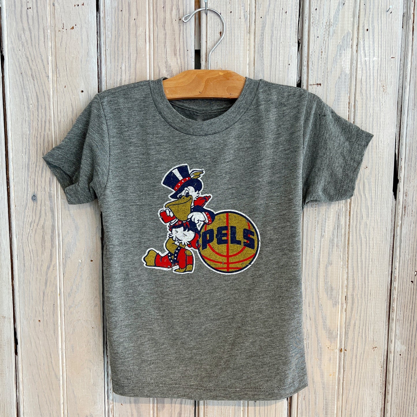 Retro Fair Pelican Pels Kid's Tee-hea grey