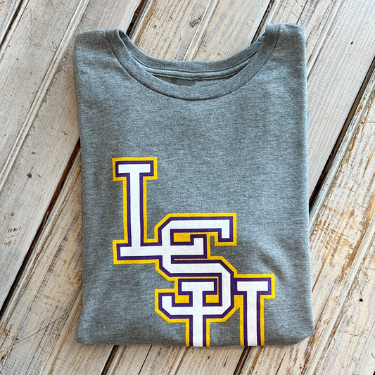 LSU Stacked Logo Women's Crew-grey