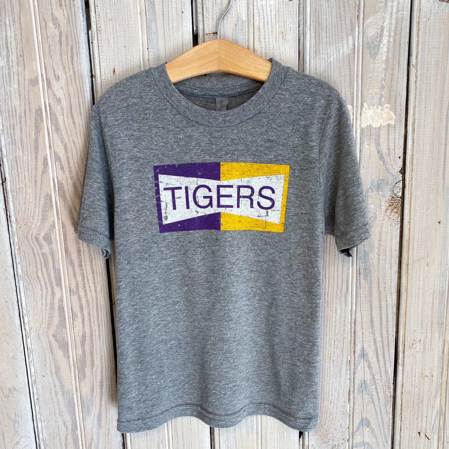 Two Tone Tigers Kids Tee- heather grey