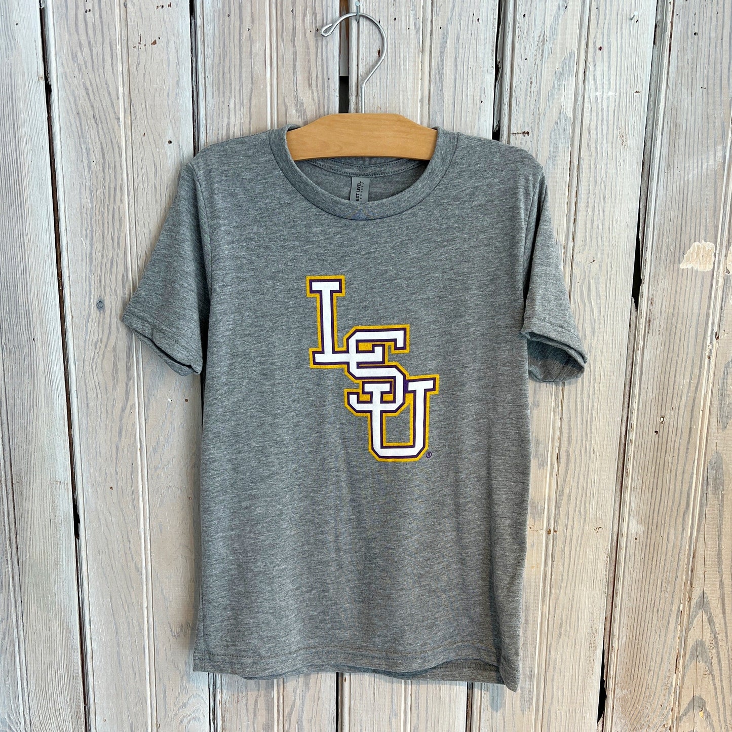 LSU Stacked Kids Tee-hea grey