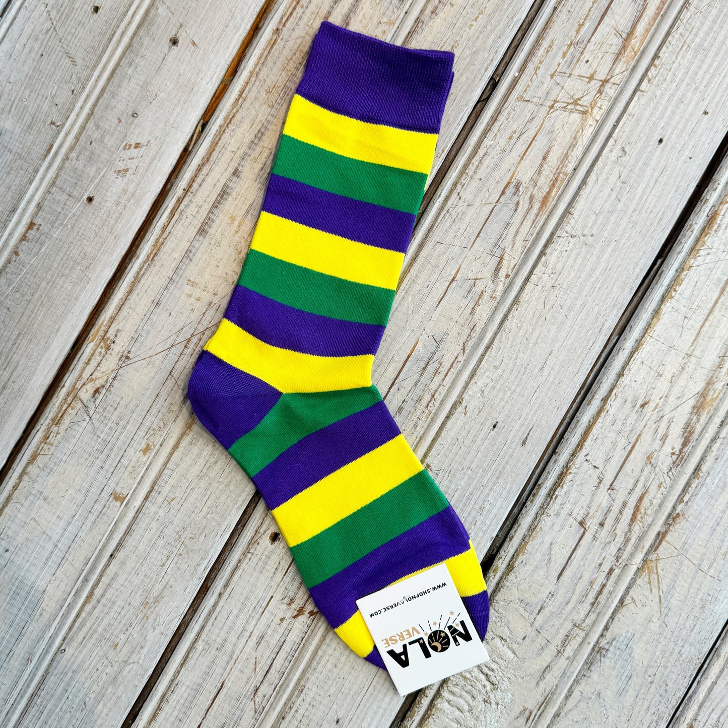 Nolaverse Stripe Mardi Gras Sock