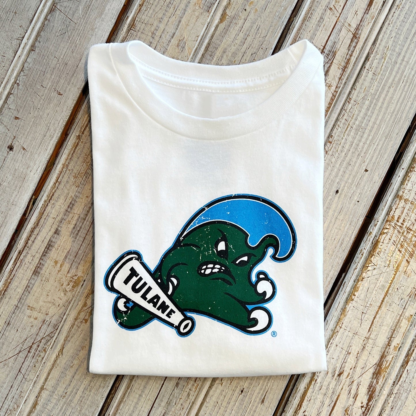 Tulane Angry Wave Kids Tee-white