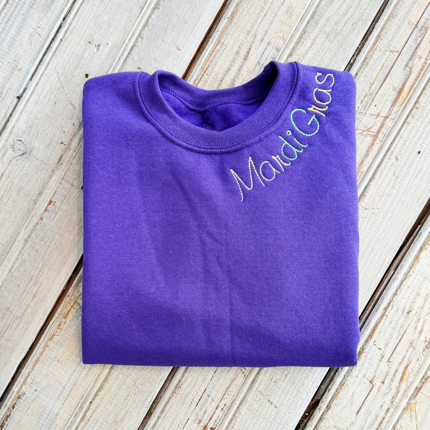 Mardi Gras Embroidered Kids Sweatshirt-purple