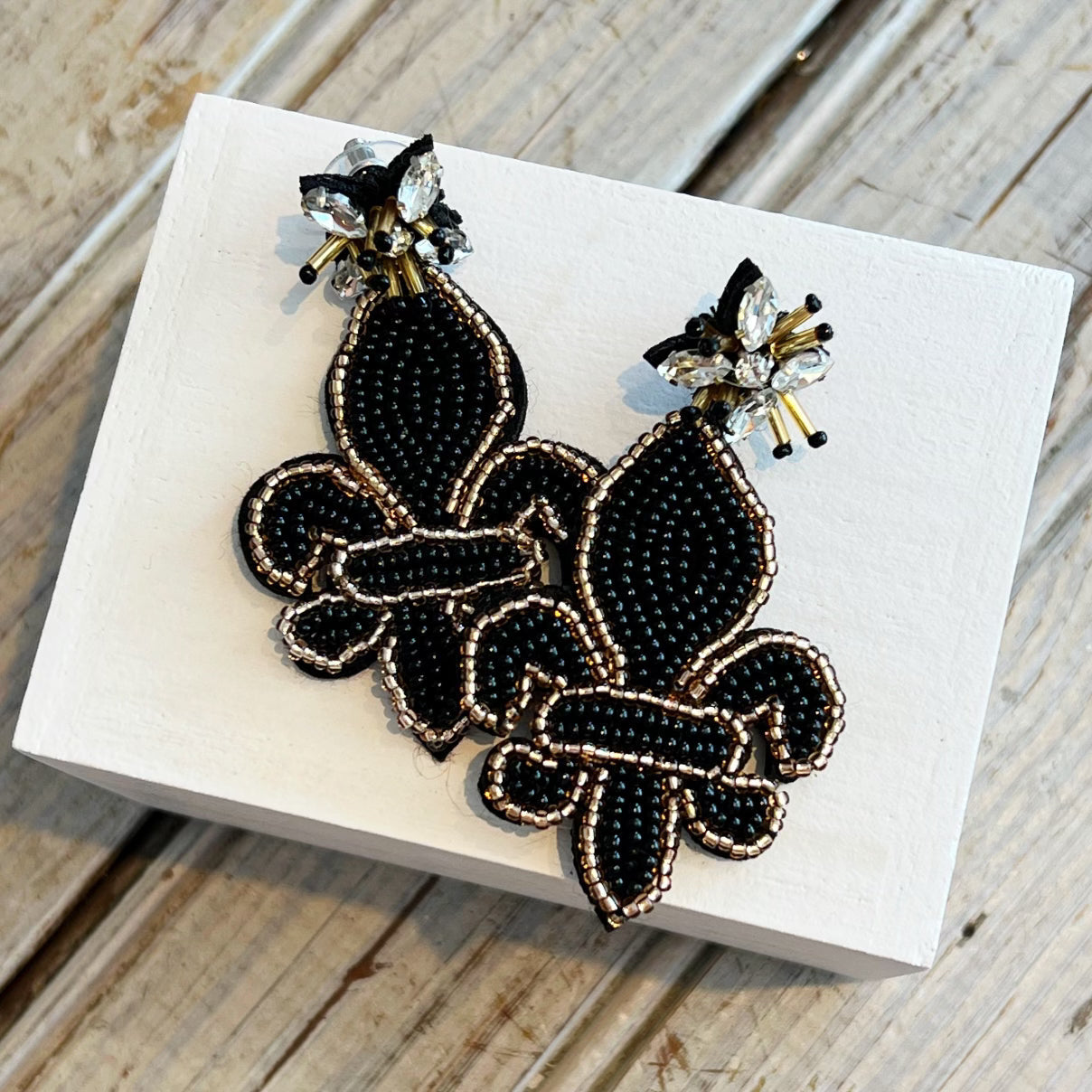 Black Beaded FDL Earrings