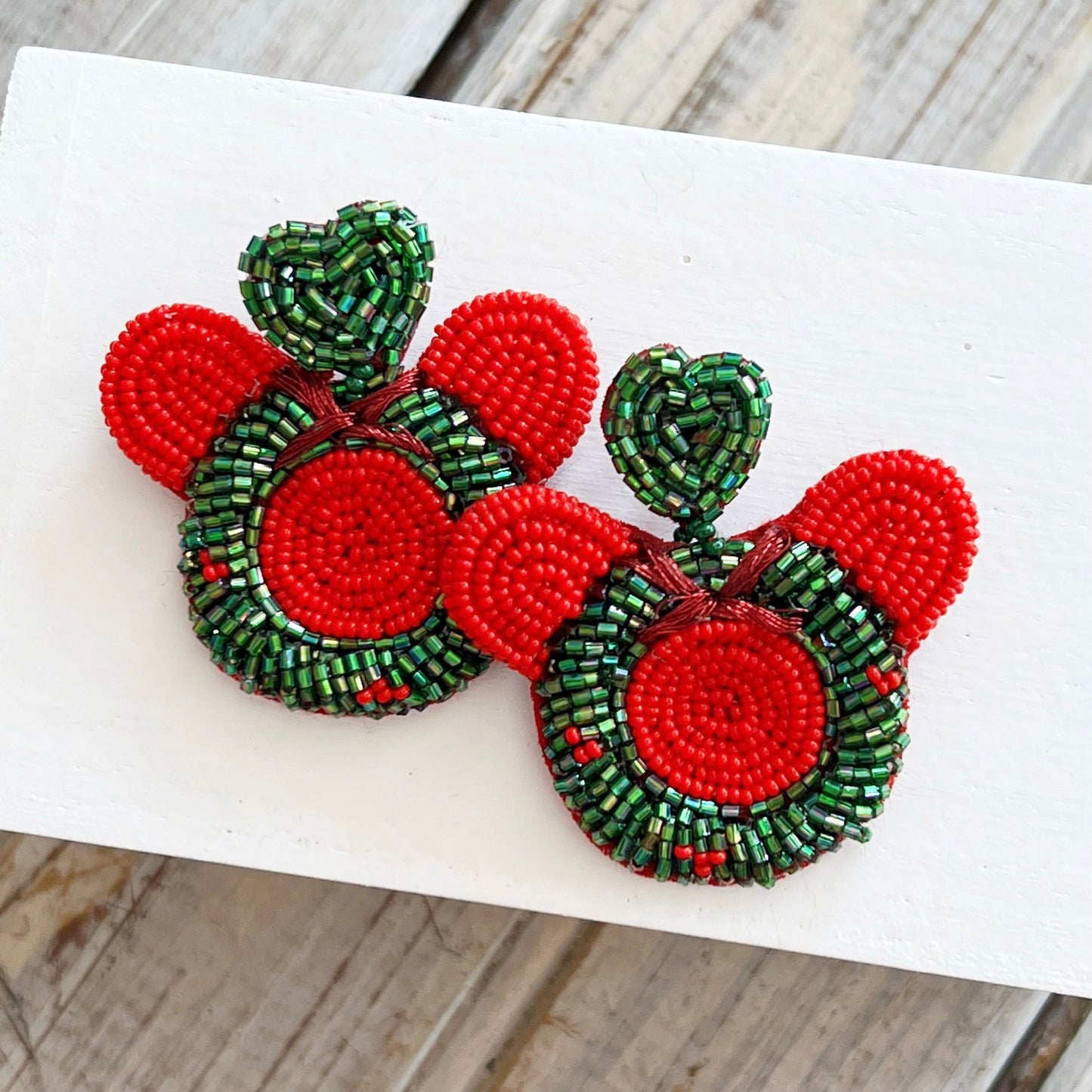 Christmas Wreath Mickey Earrings